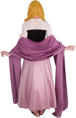 Vista 4 de Cosplay.fm Disfraz de princesa vintage para mujer, vestido campesino con chal enagua