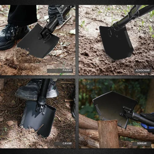Vista 7 de REDCAMP Pala Plegable de Supervivencia para Camping de 23" con Funda, Pala Táctica de Acero al Manganeso de Servicio Pesado con Mango de Tres