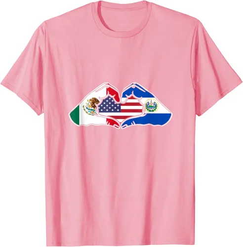 Vista 83 de Corazón manos México, El Salvador y Estados Unidos. Camiseta, Negro