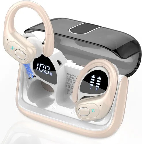 Vista 12 de Auriculares inalámbricos Bluetooth 5.4 de 75 horas para deporte, auriculares Bluetooth 2025 estéreo con graves profundos sobre la oreja con ganchos