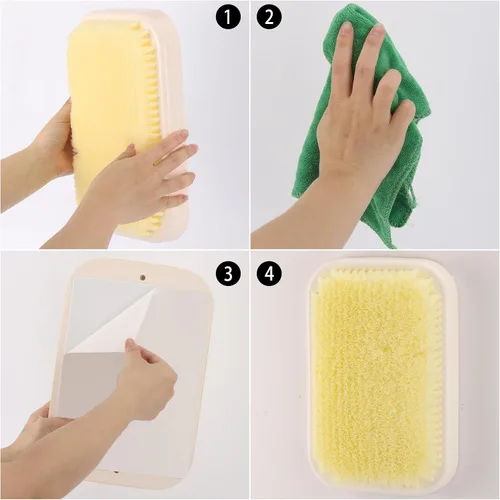 Vista 5 de Depurador de espalda montado en la pared para ducha, almohadilla exfoliante grande de baño, cepillo de baño manos libres para hombres y mujeres
