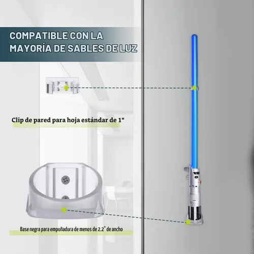 Vista 5 de Lenink Montaje en Pared para Sables de Luz Transparente, Paquete de 1 Soporte para Sables de Luz Compatible con Sables de Luz de Galaxy’s Edge