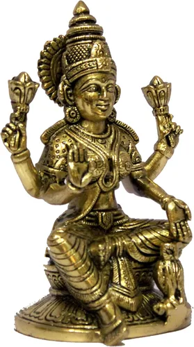 Vista 5 de eSplanade Escultura de estatua de ídolo de Murti de Laxmi Lakshmi de latón Ídolos Pooja - Decoración para el hogar Dorado - 6.75 pulgadas