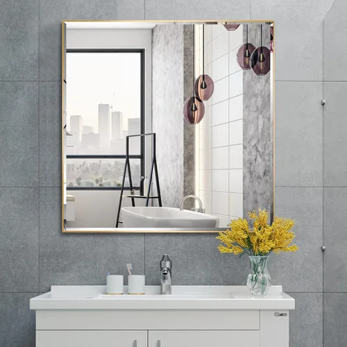 Vista 20 de LEDLUX Espejo de baño negro de 24 x 32 pulgadas, espejo sin cobre, marco de metal, espejo rectangular montado en la pared, espejo moderno