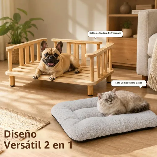 Vista 4 de Summark Cama elevada para gatos con colchón de felpa