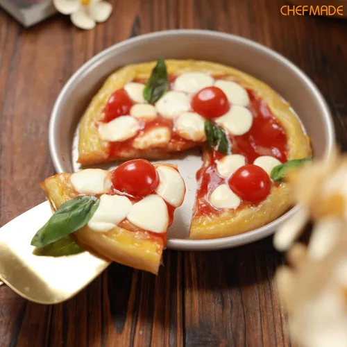 Vista 4 de CHEFMADE Bandeja para pizza, 7 pulgadas antiadherente para panqueques para hornear al horno (oro champán)