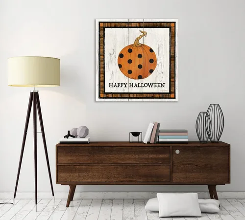 Vista 4 de Jaxson Rea "Happy Halloween Pumpkin Gallery Wrapped Canvas by Avery Tillmon, 12" x 12