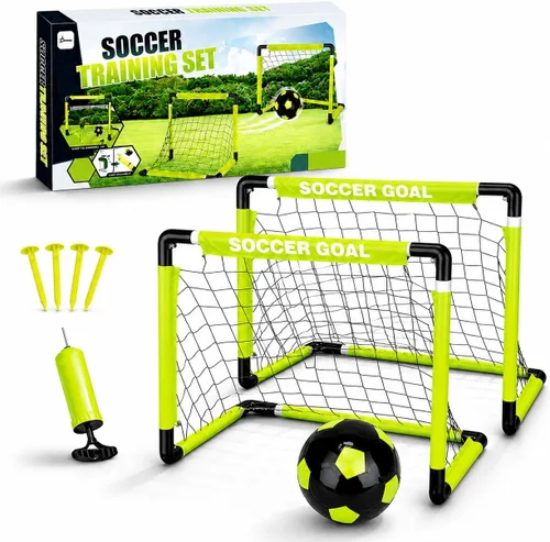 Vista 6 de Kids Soccer Goals Set for Indoor & Outdoor Play – Includes Foldable Goal, Ball, Pump & 4 Stakes