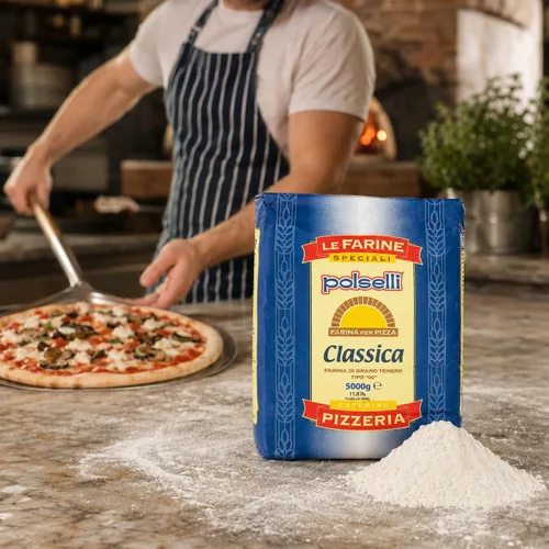 Vista 5 de POLSELLI Classica, Harina Tipo "00" Doble Cero Extra Fina, 11 libras (5 kg), Harina Napolitana Italiana para Pizza, Pan, Pasta y más, Totalmente