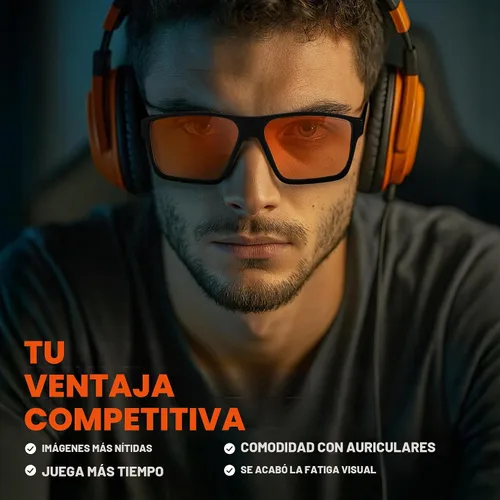 Vista 4 de Gaoye Titan Gaming Glasses, Blue Light Blocking, Night Driving Glasses for Men, Computer Protection, Gift for Gamers Negro