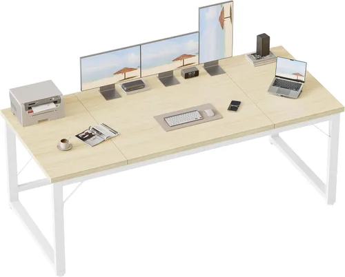 Vista 15 de Mericonia Escritorio para computadora, escritorio de juegos para espacios pequeños, mesa de estilo moderno y simple para oficina en casa, mesa