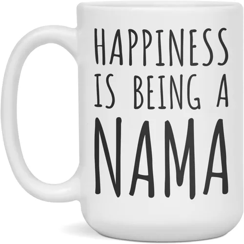 Vista 3 de Taza de café Happiness Is Being a Nama, regalo de Nama, 11 onzas, color blanco