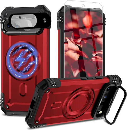 Vista 9 de Funda para Google Pixel 9 Pro XL [protección contra caídas de grado militar de 15 pies] con protector de pantalla y protector de lente, resistente a