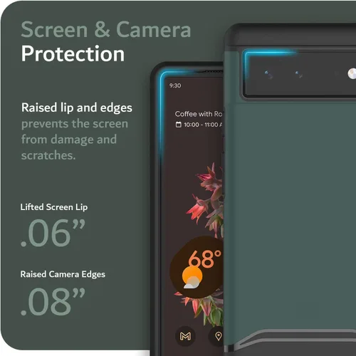 Vista 6 de TUDIA DualShield - Funda diseñada para Google Pixel 6 (2021), [Merge] a prueba de golpes, grado militar, delgada, resistente, de doble capa de Verde