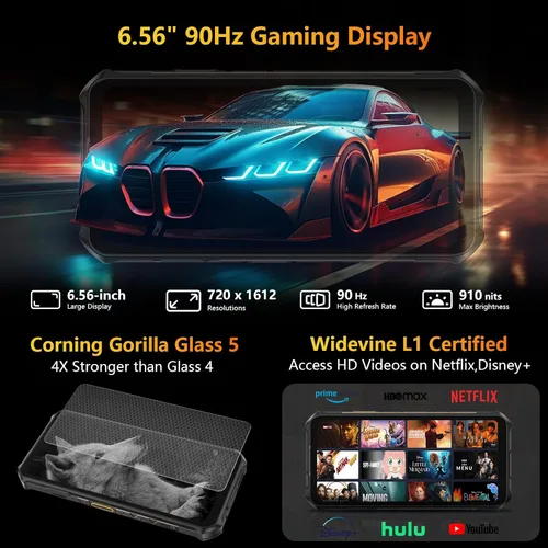 Vista 6 de Ulefone Armor X16 - Teléfono inteligente resistente, sistema operativo Android 16, 10360mAh/33W, 12+128GB/2TB, 48MP+20MP+2MP+cámara de 16MP, 6.56