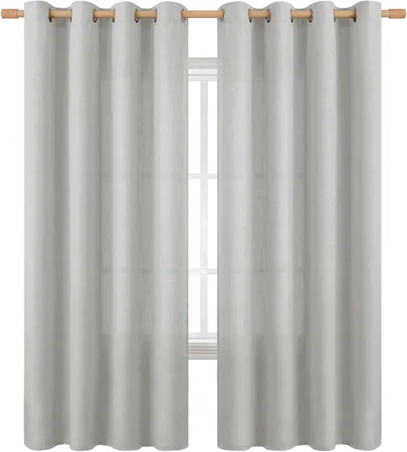 Vista 86 de BGment Cortinas de Lino Beige de 63 Pulgadas de Largo 2 Paneles - Tratamientos para Ventanas con Textura de Arpillera Filtrantes de Luz Cortinas B