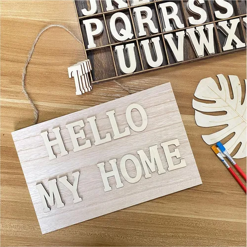 Vista 6 de 205 letras de madera de 2 pulgadas para manualidades, organizadas con letras extra comunes