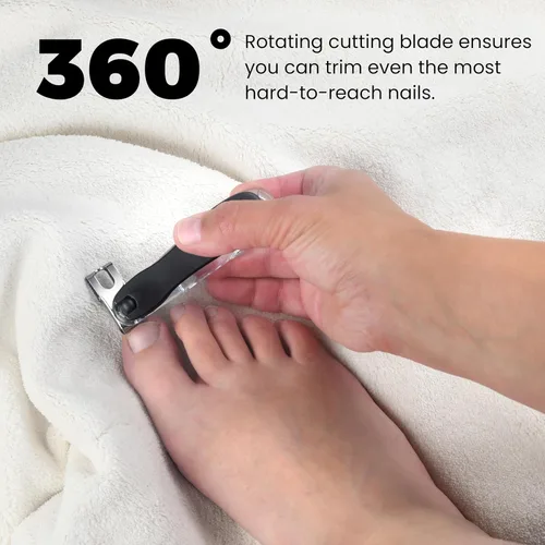 Vista 6 de EZ Grip 360 Grados Rotary cortador de uñas, recortador de acero inoxidable y, con lima de uñas integrada