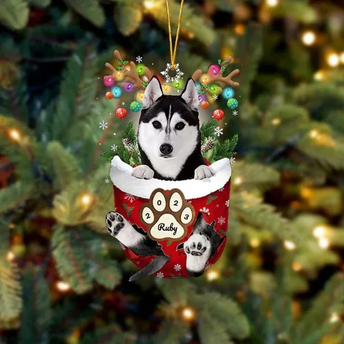 Vista 126 de Adornos personalizados de Pug cervatillo – Decoración personalizada para árbol de Navidad con patas de bolsillo de nieve