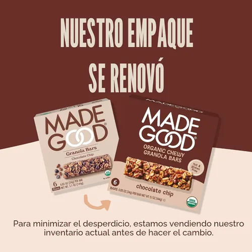 Vista 7 de MadeGood Barras de granola con chispas de chocolate, 40 unidades (0.85 onzas cada una) contienen nutrientes de verduras, aperitivos sin gluten Sin