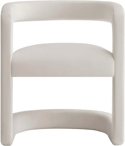 Vista 9 de Modway Winslow Silla de comedor de terciopelo resistente a las manchas en alabastro, sillón de barril con respaldo abierto, silla de comedor