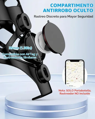 Vista 3 de MoKo Soporte para botella de agua para bicicleta con ranura para rastreador Negro