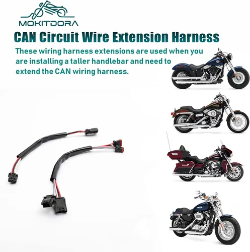 Vista 7 de MoKitDora Mazo de cables extendido para manillar CAN-Bus Switch Cableado para Harley Softail Touring Dyna Sportster Modelos 8 pulgadas