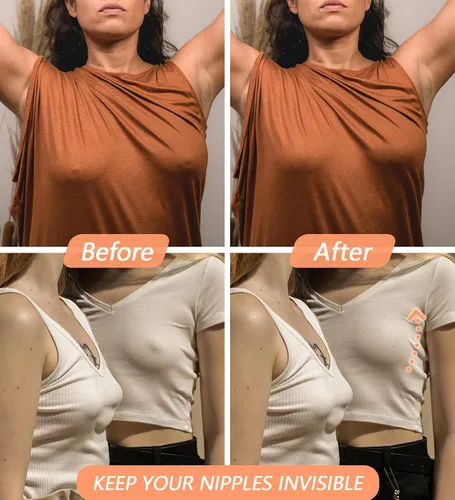 Vista 5 de Kmytrze 2 pares de cubiertas de silicona para pezones para mujer, reutilizables, adhesivas, invisibles, para pezones
