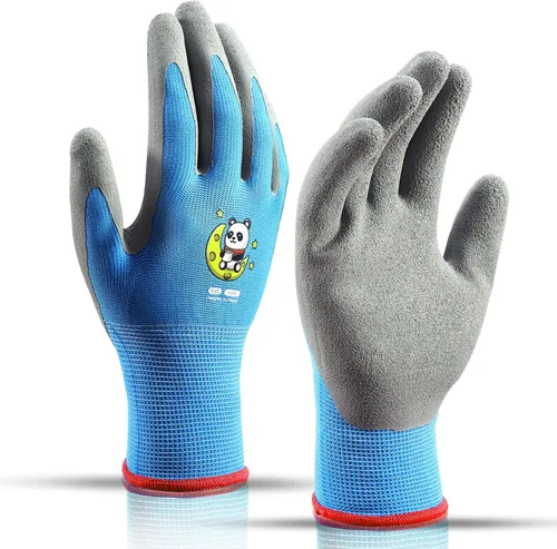 Vista 6 de KDK Guantes de jardinería para niños de 3 a 5 años, guantes de trabajo de patio para niños pequeños, jóvenes, niñas, niños, guantes de goma
