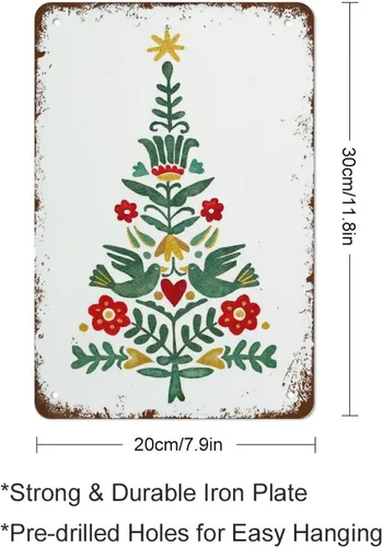 Vista 2 de NAMEY Impresión de Navidad escandinava, árbol de acuarela, decoración, decoración navideña, impresión de arte popular noruego, sueco, polaco, danés