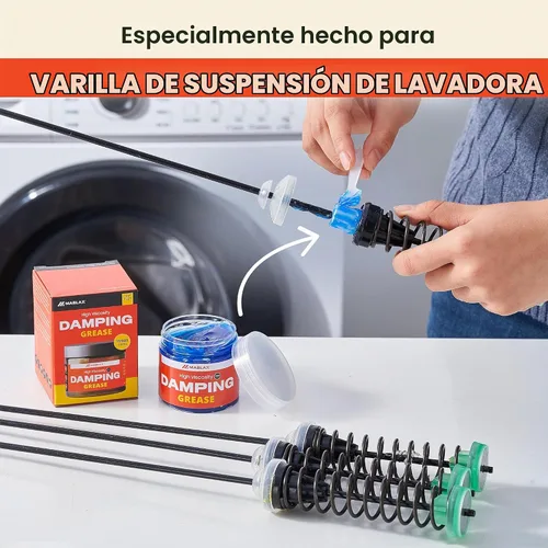 Vista 2 de Kit de grasa amortiguadora para varillas de suspensión de lavadora con insertos de espuma Alta viscosidad 35,000 CST Blue 3.53 oz Grasa