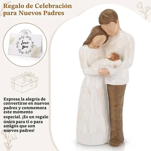 Vista 5 de Regalos para nuevos padres para parejas, regalos para nuevas madres para mujeres, una familia de tres figuras, regalo para mamá y papá por primera