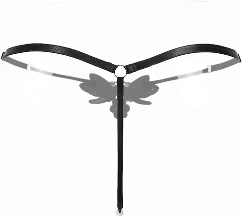 Vista 5 de SAKVILSEC Tanga de cintura baja con bordado de mariposa para mujer