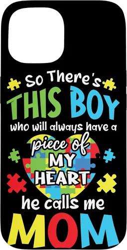 Vista 6 de iPhone 16 Boy Calls Me Mom Heart - Funda de concientización sobre el autismo