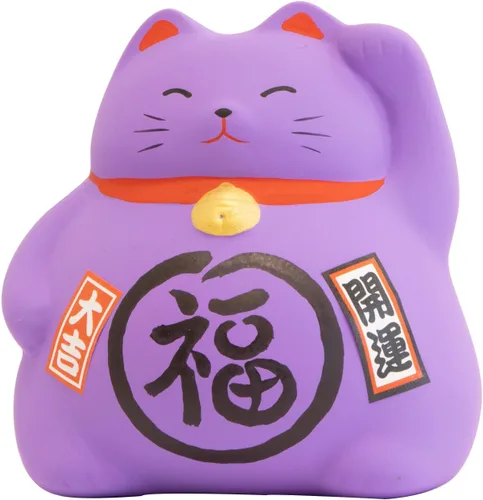 Vista 13 de JapanBargain Figura japonesa de gato de la suerte de Maneki Neko, estatua de cerámica de gato de la fortuna de Feng Shui para riqueza y buena