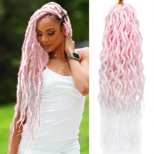 Vista 42 de Rizos de cabello sintético tejido en crochet de 16 pulgadas, 8 paquetes, Rizos de cabello tejido en crochet pre-enlazados con extremos rizados