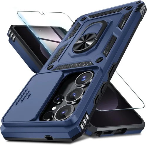 Vista 47 de Janmitta Compatible con Samsung Galaxy S24 FE Funda con Cubierta Deslizante Integrada para Lente de Cámara+Protector de Pantalla+Soporte de Anillo