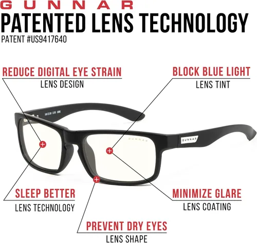Vista 5 de GUNNAR - Gafas prémium para juegos y computadora - Bloquean el 35% de la luz azul - Enigma, ónix, tinte transparente