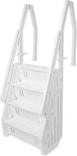 Vista 7 de Vinyl Works IN Deluxe - Escalera de piscina ajustable sobre el suelo, de 32 pulgadas, color gris pardo