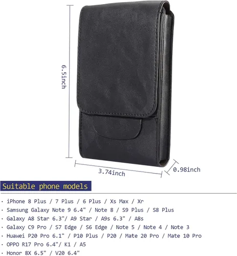 Vista 5 de Bolsa de cuero para teléfono celular, 2 capas de cintura de viaje, cartera para pasaporte con ranura para tarjetas, funda desmontable con gancho