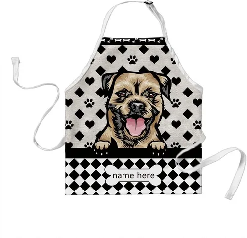Vista 28 de Delantal de aseo de perros de lunares personalizado lindo perro Airedale, rojo (Airedale)