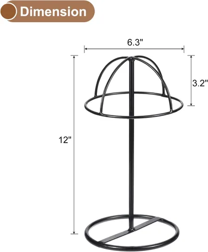 Vista 2 de uxcell Soporte de exhibición de metal para sombreros, paquete de 2 soportes independientes para sombreros de mesa y pelucas, para gorra de béisbol