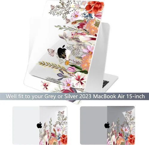 Vista 3 de Batianda Funda para MacBook Air de 15" con chip M5 M4 M3 M2, Botanical Campo de flores