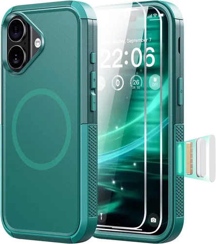 Vista 14 de Diverbox Funda para iPhone 13 [compatible con MagSafe] [con protector de pantalla] [a prueba de golpes] [a prueba de caídas] Funda de protección