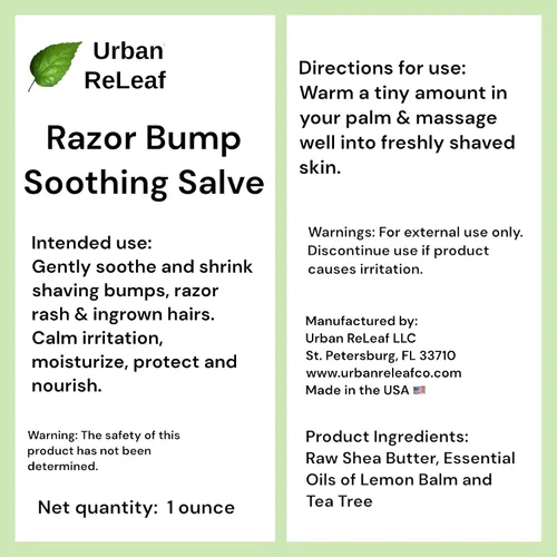 Vista 5 de Urban ReLeaf Salva calmante RAZOR BUMP! 1 oz. Calma rápidamente golpes, erupciones, pelos encarnados y quemaduras de afeitar. 100% natural, vegano.