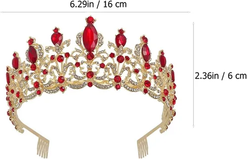 Vista 7 de Beaupretty Corona de reina de cristal, tiara barroca corona de boda, accesorio para el pelo de novia para cumpleaños, graduación, tiara para novia