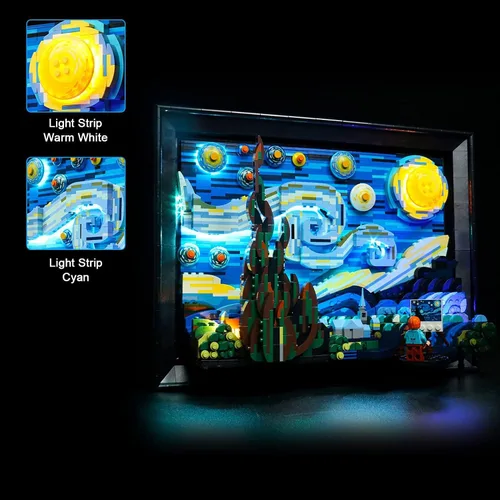 Vista 2 de BrickBling Luces LED compatibles con Lego Starry Night, kit de luces compatible con Lego Van Gogh compatible con Lego 21333-versión clásica