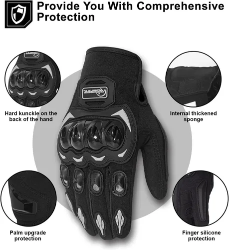 Vista 2 de RIGWARL Guantes de motocicleta para hombres y mujeres, pantalla táctil, guantes ligeros antideslizantes para motocross