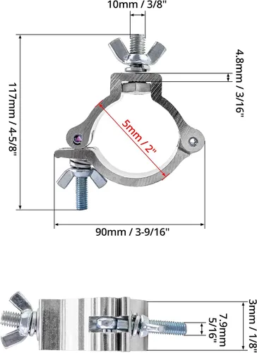 Vista 6 de QWORK Abrazadera de luz de escenario, paquete de 20 abrazaderas de iluminación de aleación de aluminio de alta resistencia de 2 pulgadas, capacidad