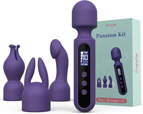 Vista 11 de Kit de Vibrador de Varita Tracy's Dog, Masajador Inalámbrico con 4 Accesorios de Silicona para Estimulación del Clítoris, Punto G, Anal y Pene